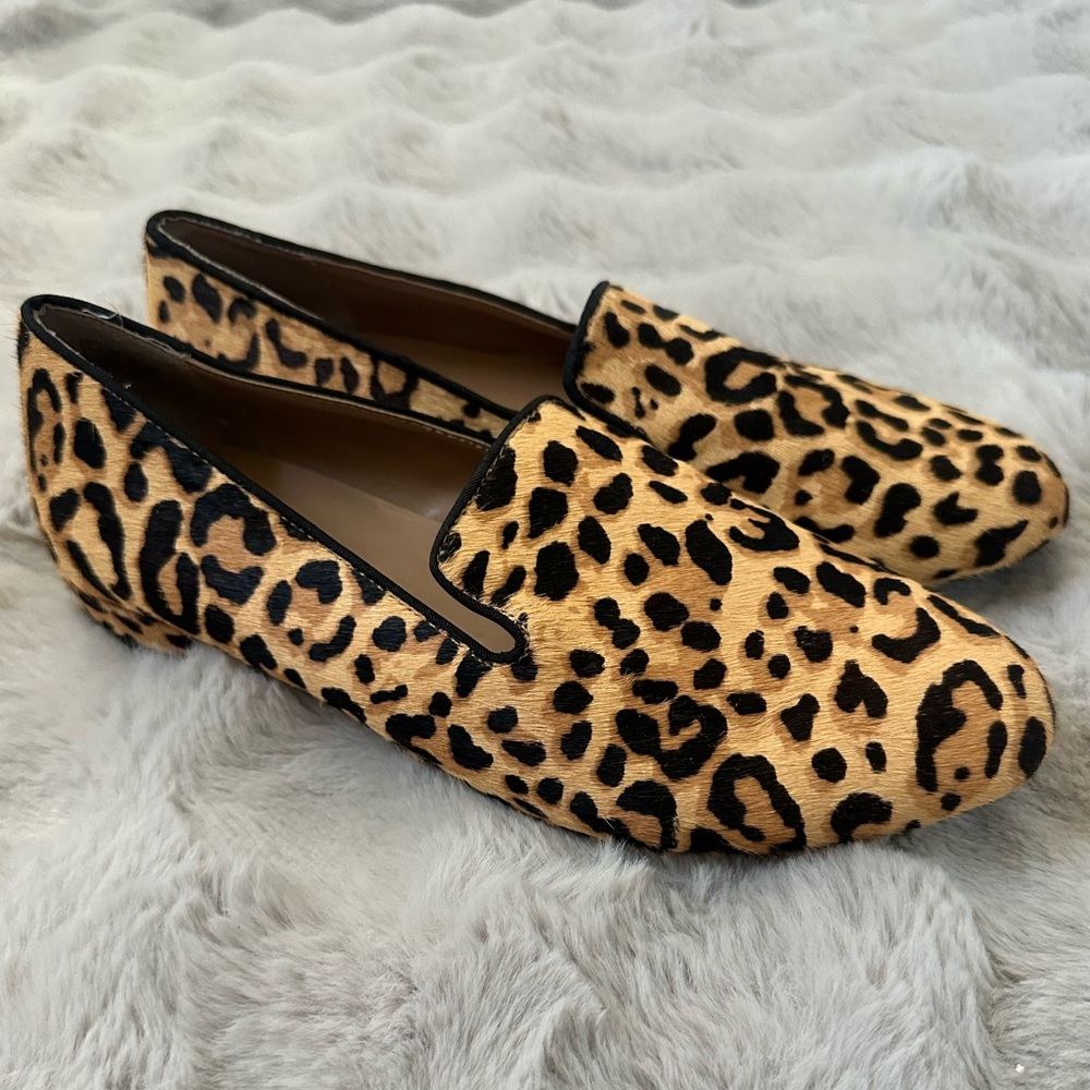 Steve Madden leopard print fur Smile loafers size 8